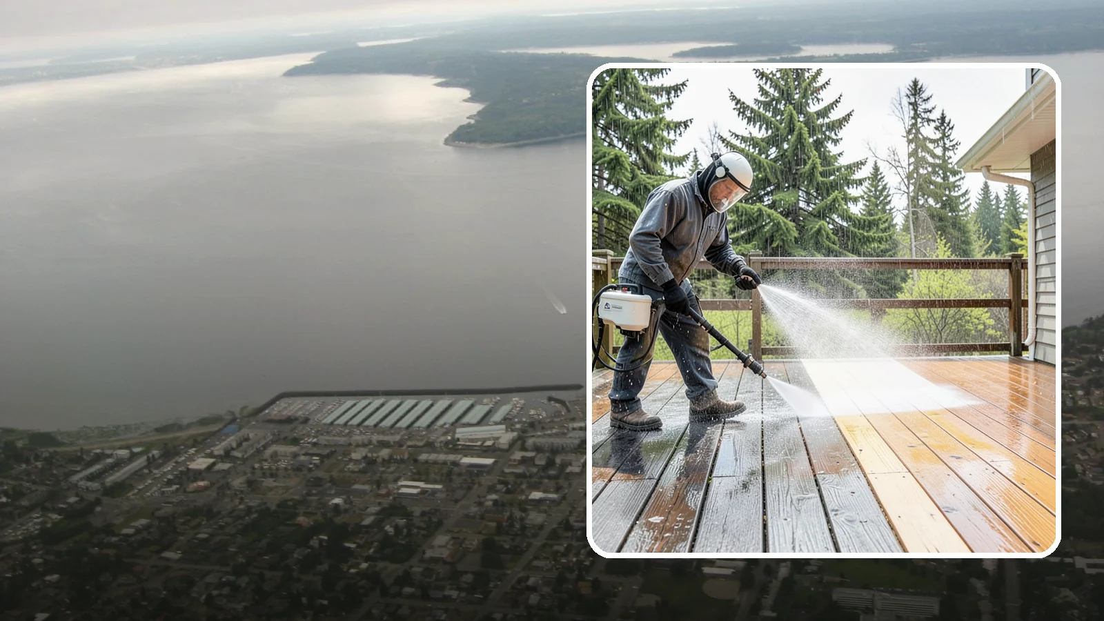 Cedar Deck Cleaning in Des Moines, King County, WA - Clean and brighten cedar decks to revive the warm tone Washington moisture washes out.