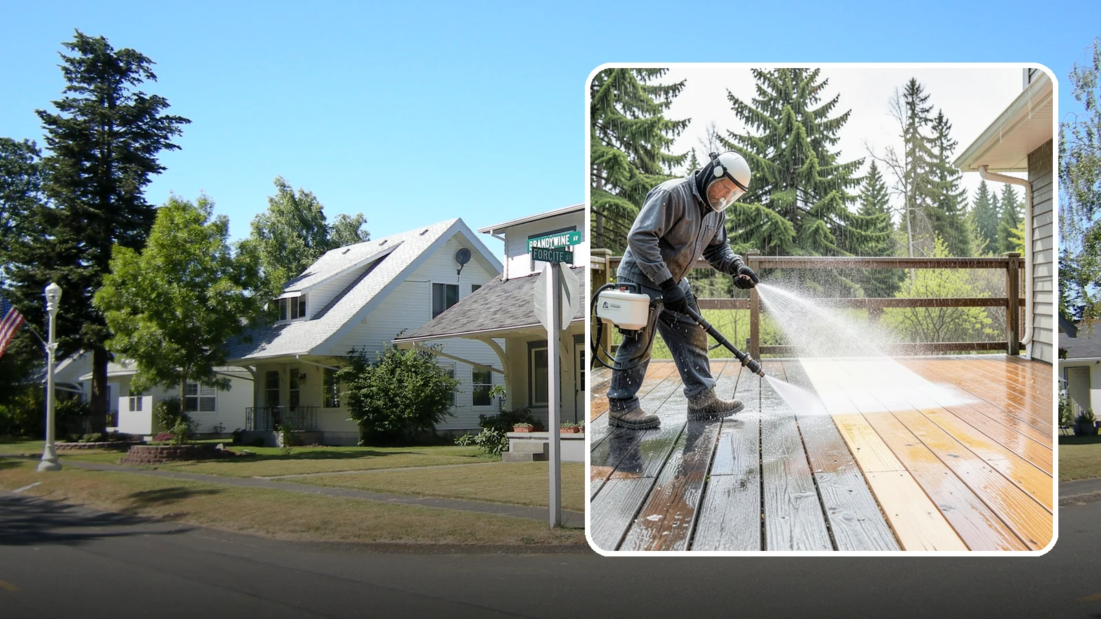 Cedar Deck Cleaning in DuPont, Pierce County, WA - Clean and brighten cedar decks to revive the warm tone Washington moisture washes out.