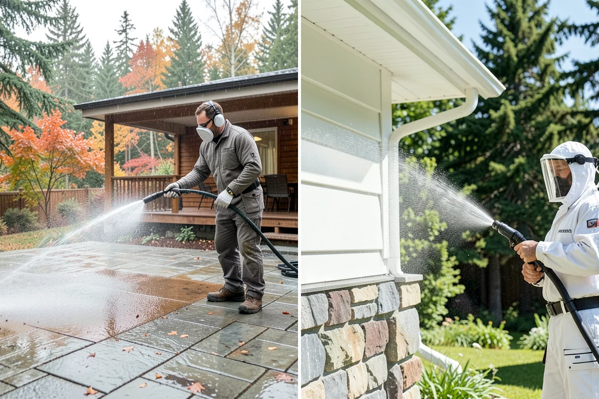 Cedar Deck Cleaning in DuPont, Pierce County, WA - Clear the deck and wet down surrounding plants