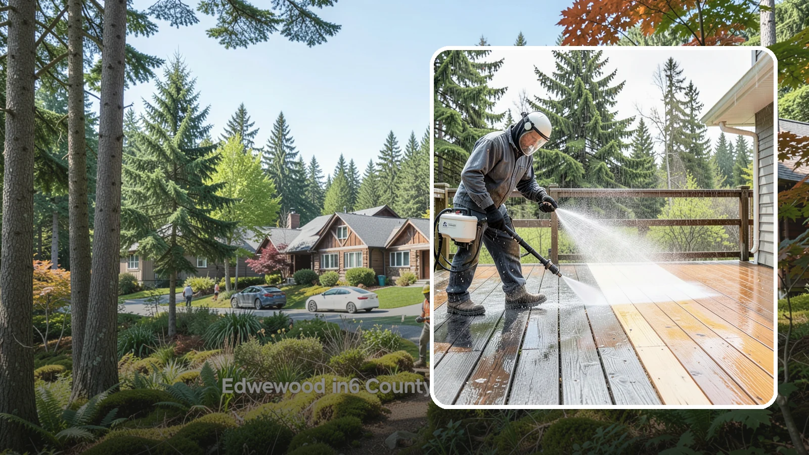 Cedar Deck Cleaning in Edgewood, Pierce County, WA - Clean and brighten cedar decks to revive the warm tone Washington moisture washes out.