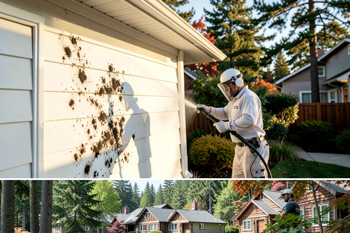 Cedar Deck Cleaning in Edgewood, Pierce County, WA - Clean and brighten cedar decks in dry summer weeks so they dry ahead of sealing.