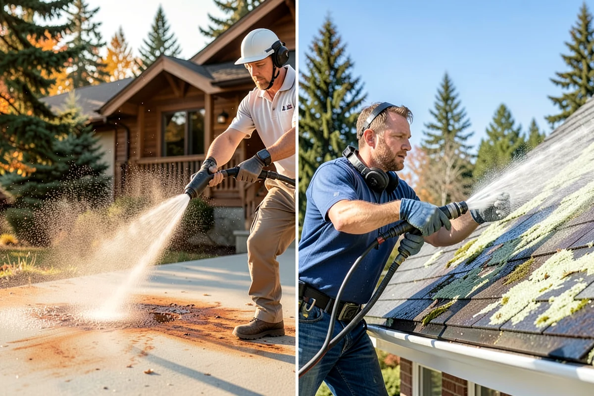 Cedar Deck Cleaning in Everett, Snohomish County, WA - Clear the deck and wet down surrounding plants