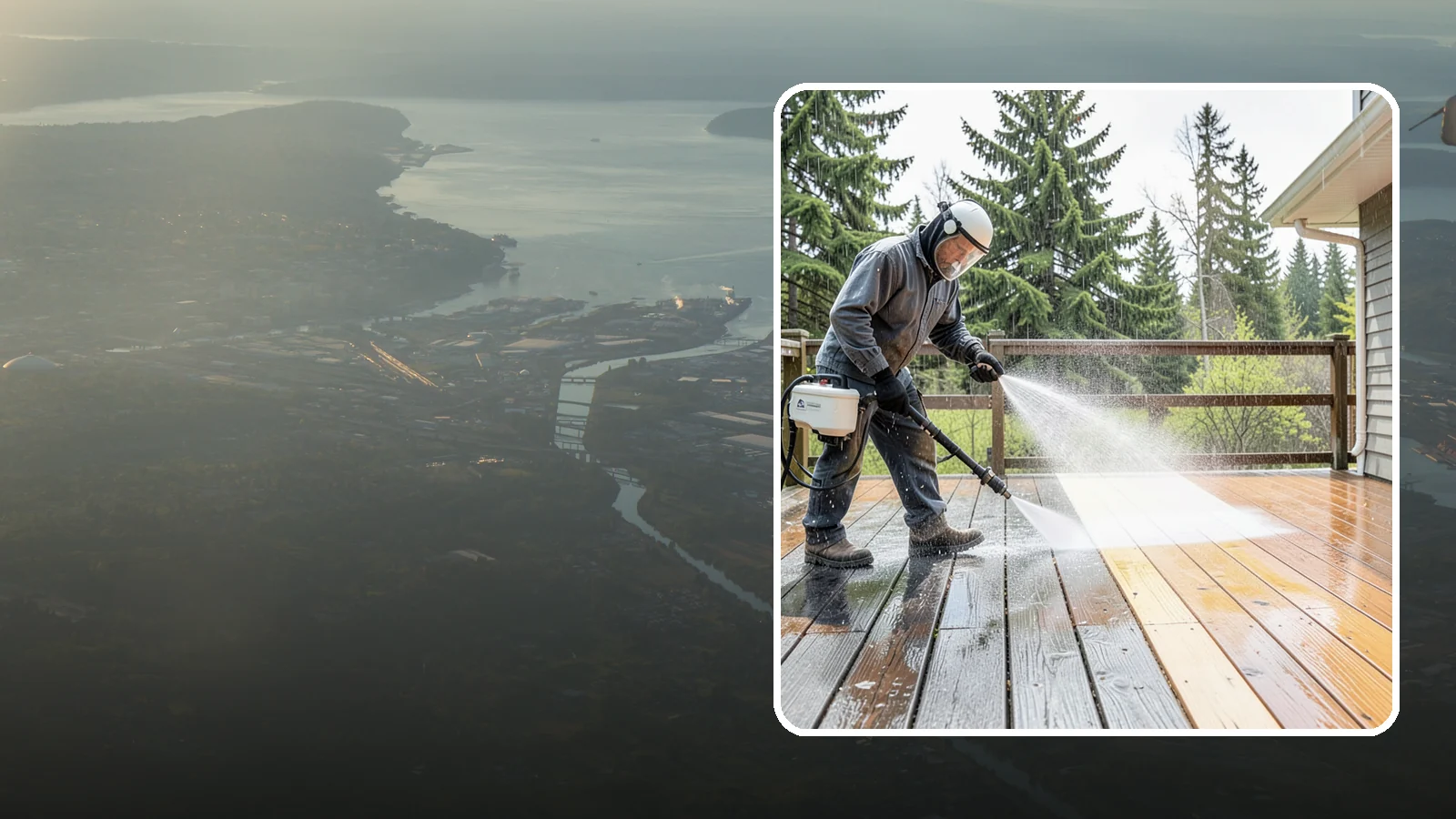 Cedar Deck Cleaning in Fife, Pierce County, WA - Clean and brighten cedar decks to revive the warm tone Washington moisture washes out.