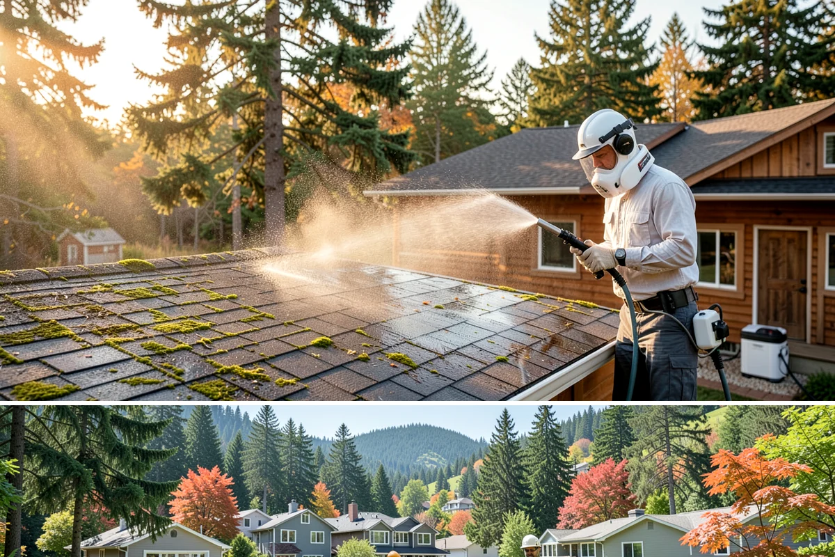 Cedar Deck Cleaning in Fircrest, Pierce County, WA - Clean and brighten cedar decks in dry summer weeks so they dry ahead of sealing.
