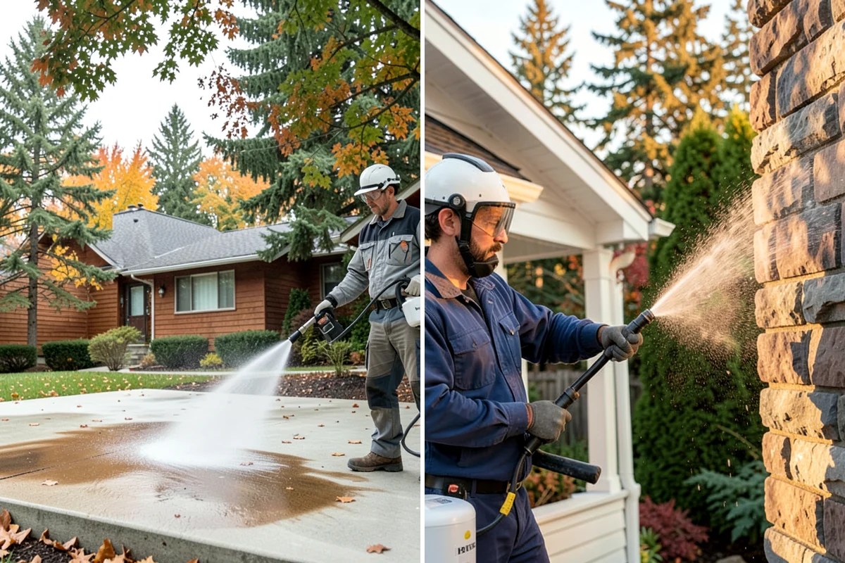 Cedar Deck Cleaning in Gig Harbor, Pierce County, WA - Clear the deck and wet down surrounding plants