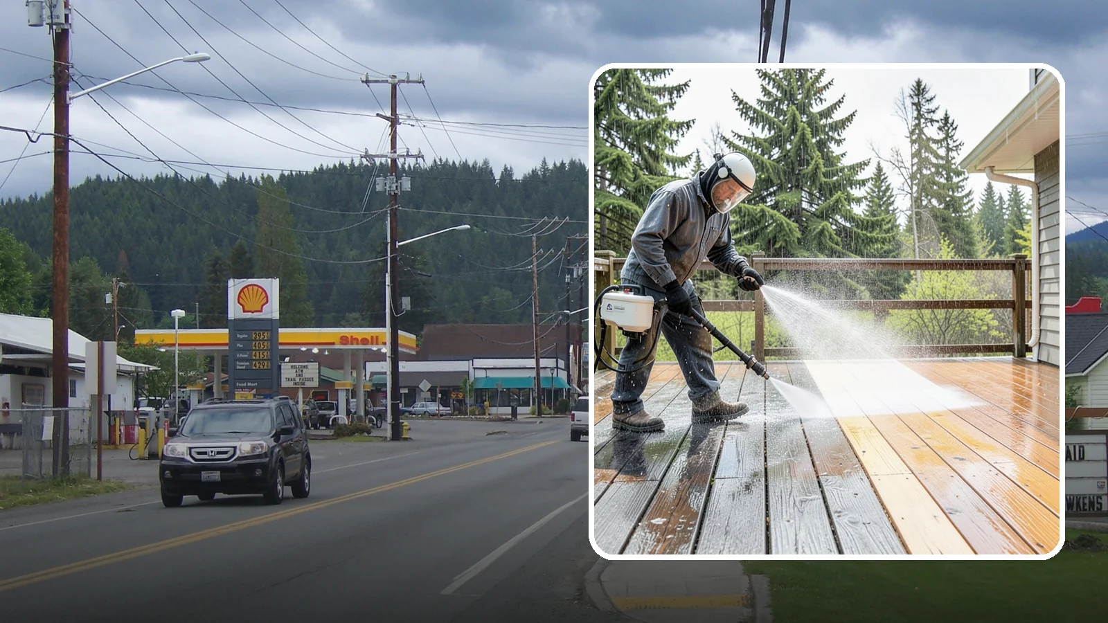 Cedar Deck Cleaning in Granite Falls, Snohomish County, WA - Clean and brighten cedar decks to revive the warm tone Washington moisture washes out.