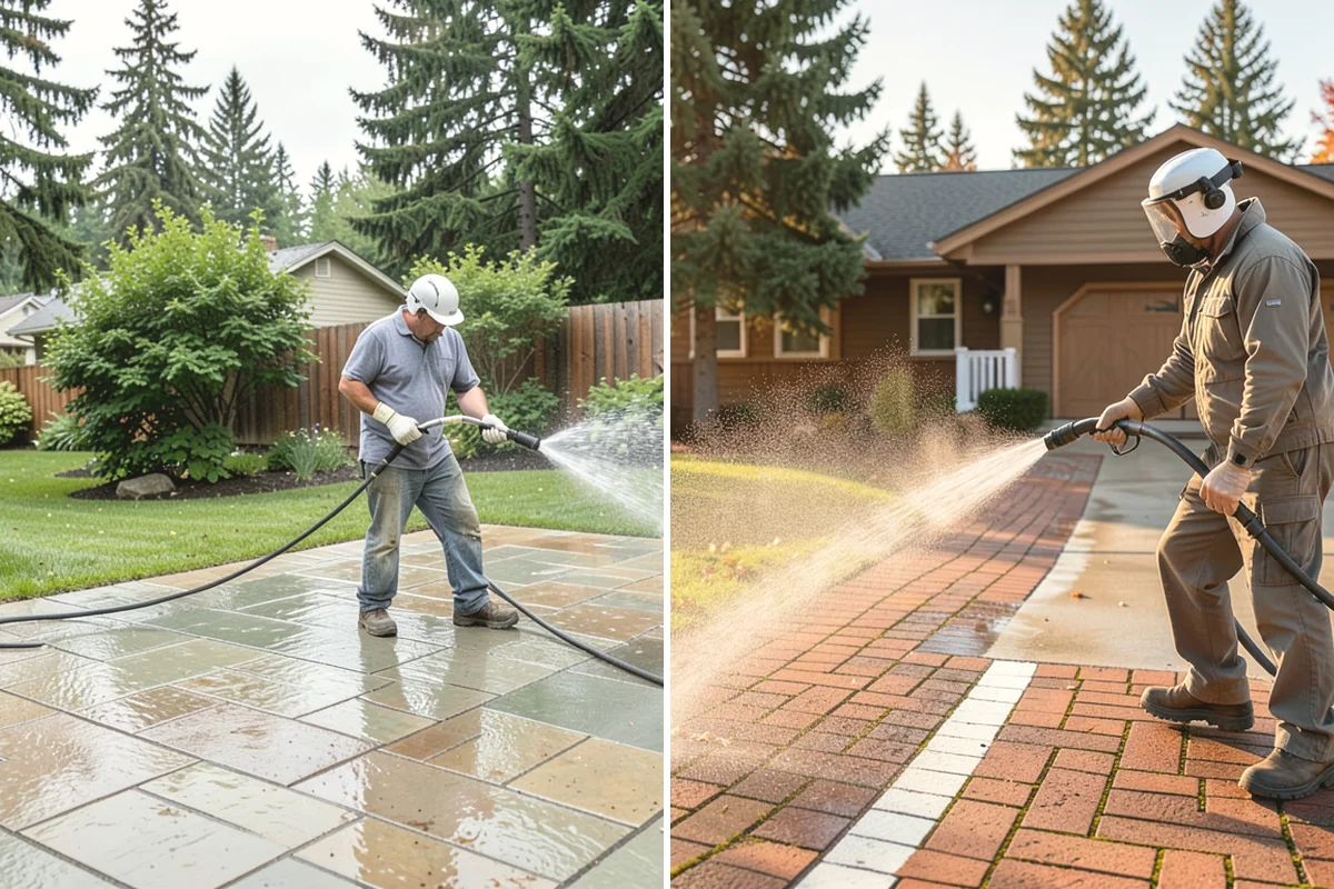 Cedar Deck Cleaning in Issaquah, King County, WA - Clear the deck and wet down surrounding plants
