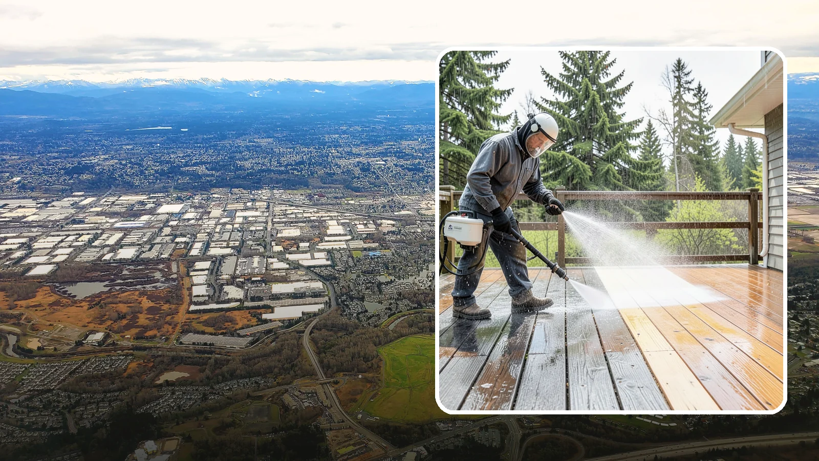 Cedar Deck Cleaning in Kent, King County, WA - Clean and brighten cedar decks to revive the warm tone Washington moisture washes out.