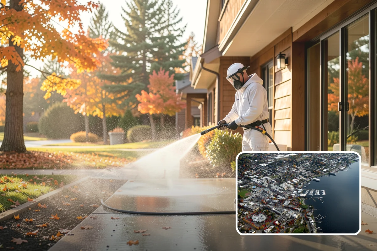 Cedar Deck Cleaning in Kirkland, King County, WA - Revives cedar's warm reddish color