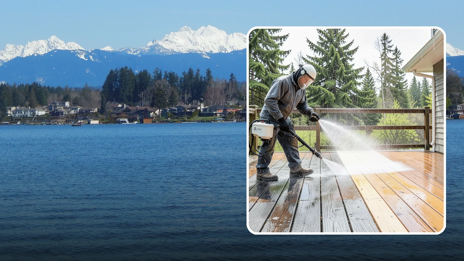 Cedar Deck Cleaning in Lake Stevens, Snohomish County, WA - Clean and brighten cedar decks to revive the warm tone Washington moisture washes out.