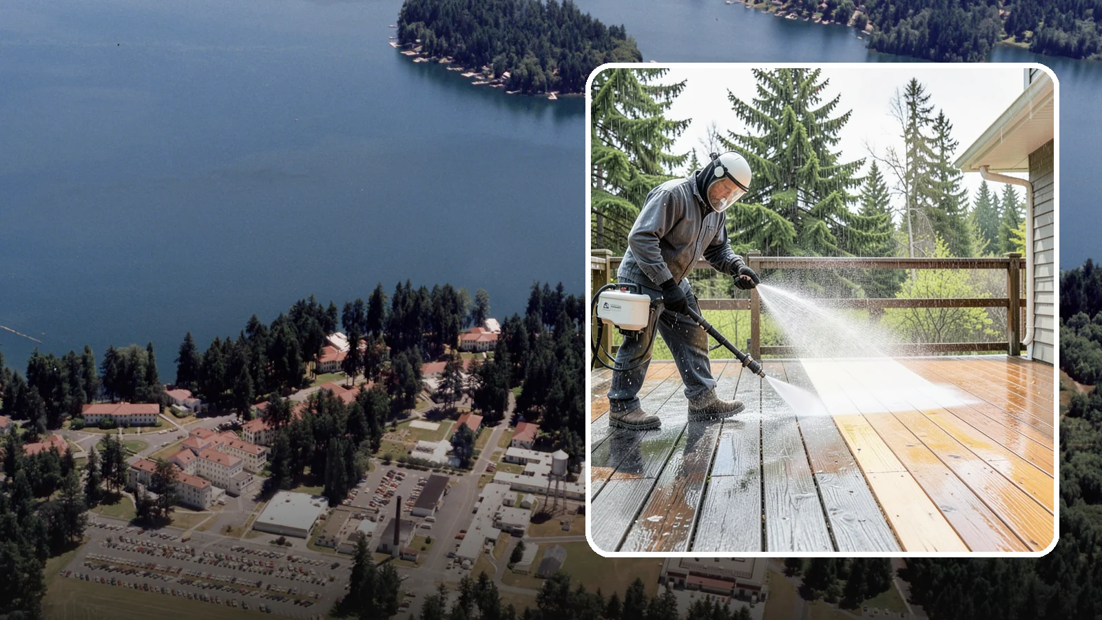 Cedar Deck Cleaning in Lakewood, Pierce County, WA - Clean and brighten cedar decks to revive the warm tone Washington moisture washes out.