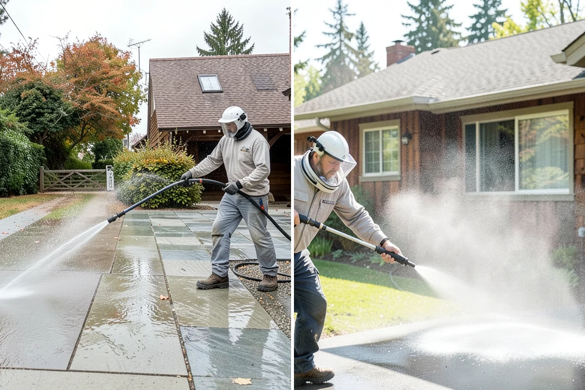 Cedar Deck Cleaning in Lakewood, Pierce County, WA - Clear the deck and wet down surrounding plants