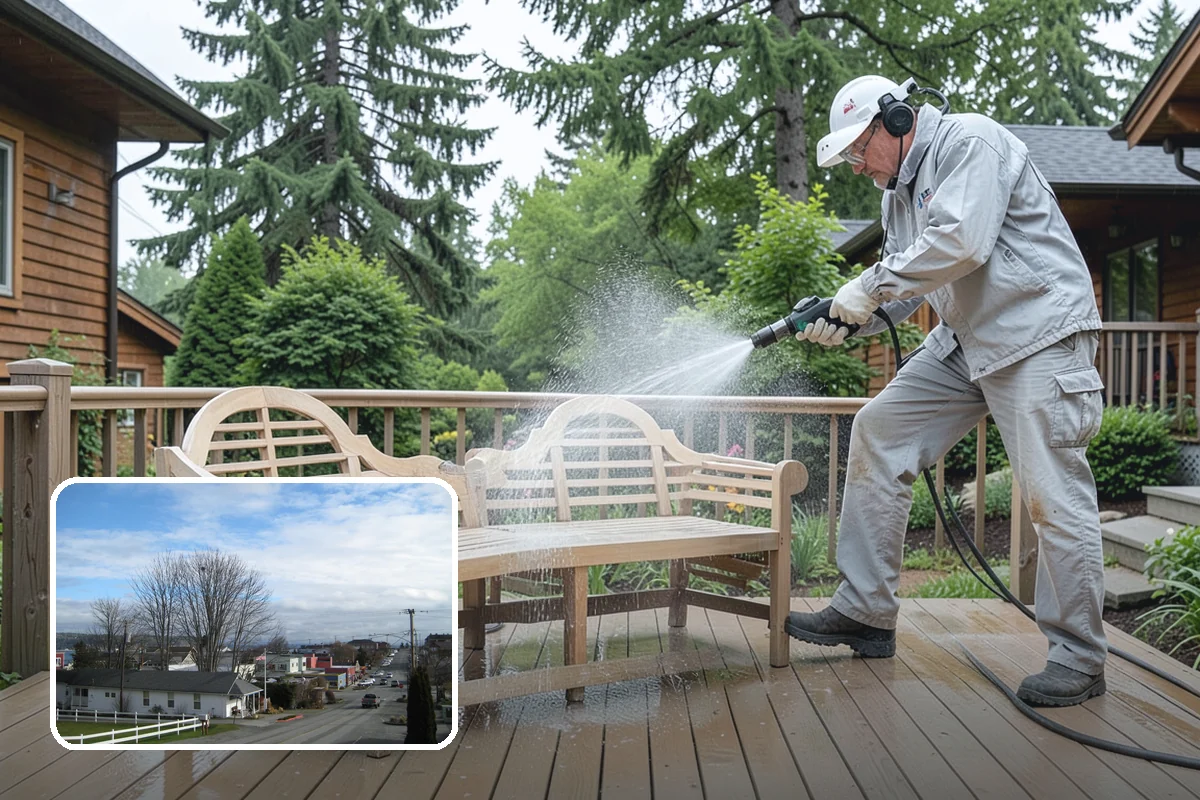 Cedar Deck Cleaning in Langley, Island County, WA - Revives cedar's warm reddish color