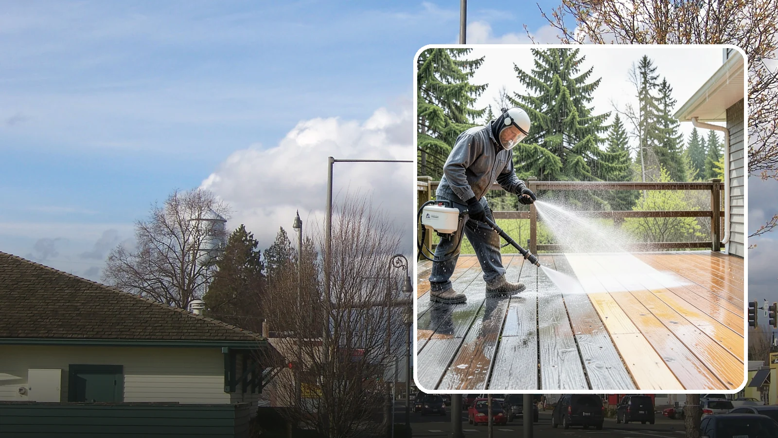 Cedar Deck Cleaning in Marysville, Snohomish County, WA - Clean and brighten cedar decks to revive the warm tone Washington moisture washes out.