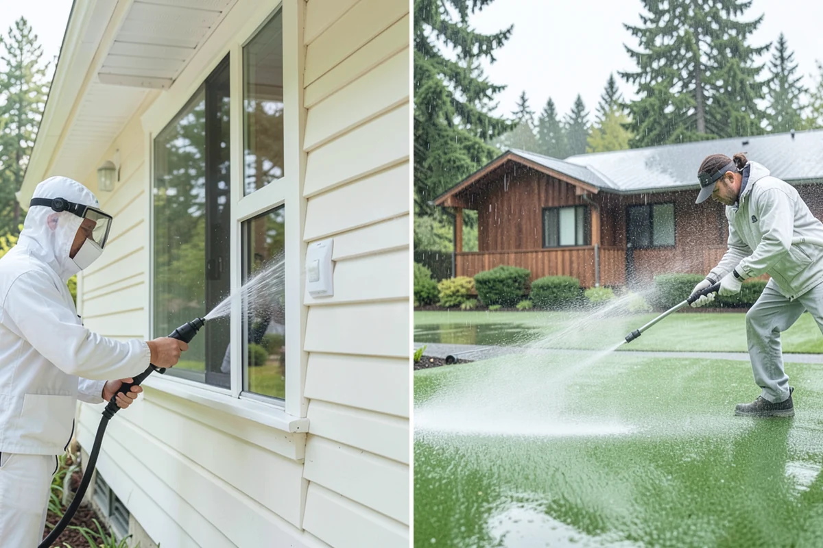 Cedar Deck Cleaning in Marysville, Snohomish County, WA - Clear the deck and wet down surrounding plants