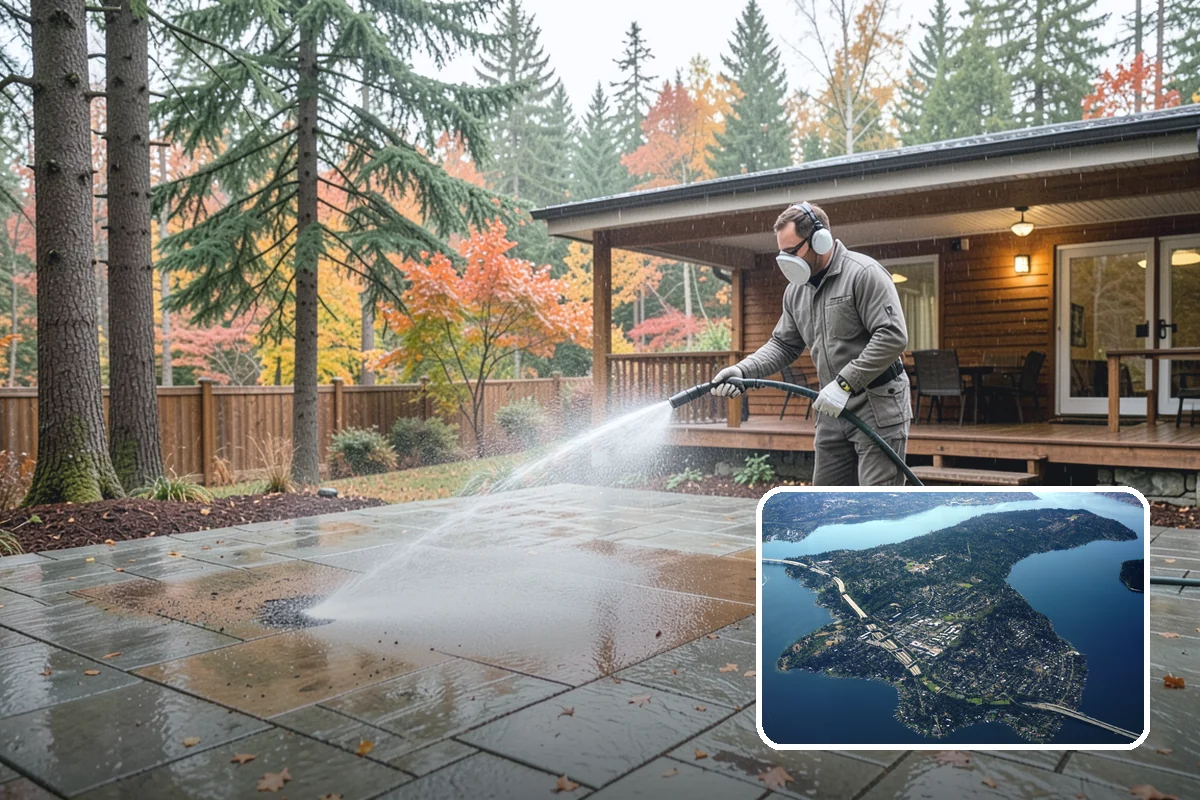Cedar Deck Cleaning in Mercer Island, King County, WA - Revives cedar's warm reddish color