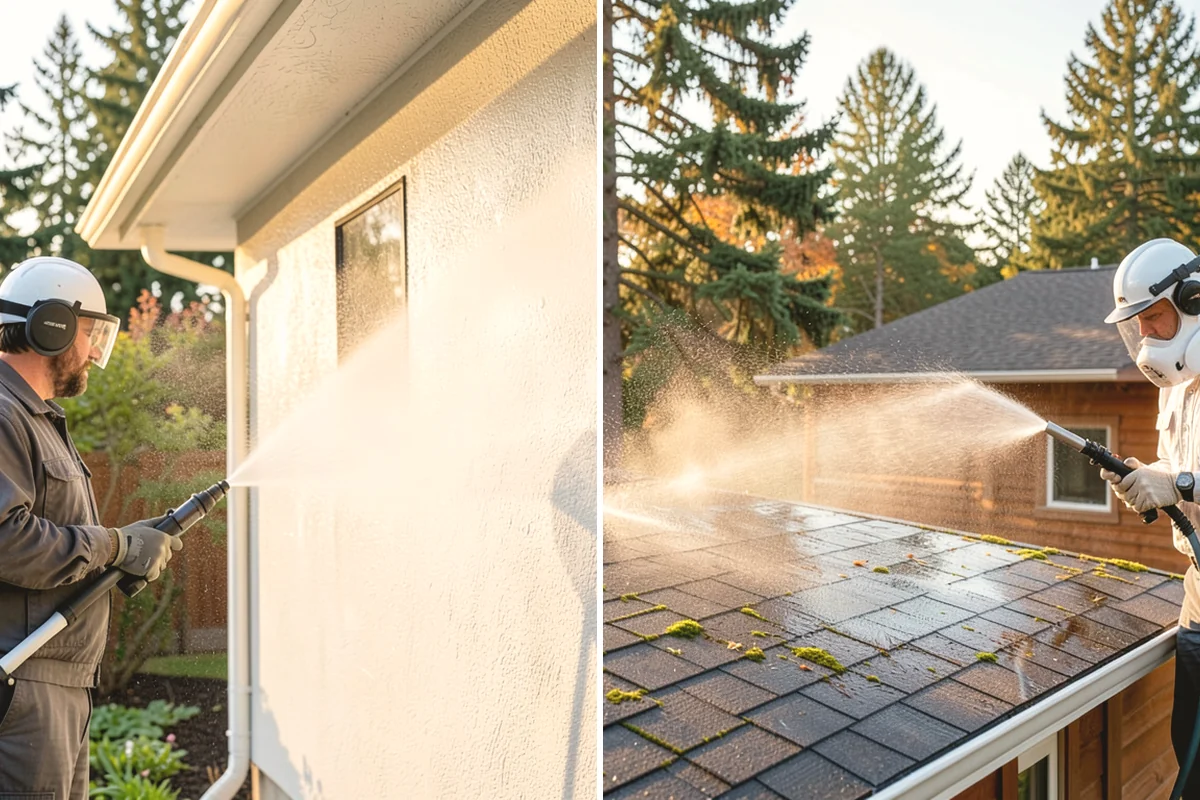 Cedar Deck Cleaning in Mercer Island, King County, WA - Clear the deck and wet down surrounding plants