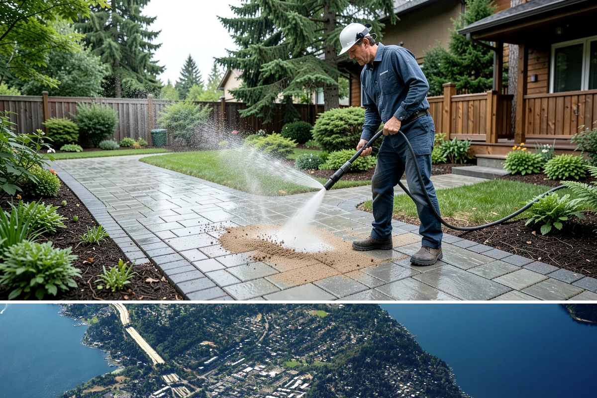 Cedar Deck Cleaning in Mercer Island, King County, WA - Clean and brighten cedar decks in dry summer weeks so they dry ahead of sealing.