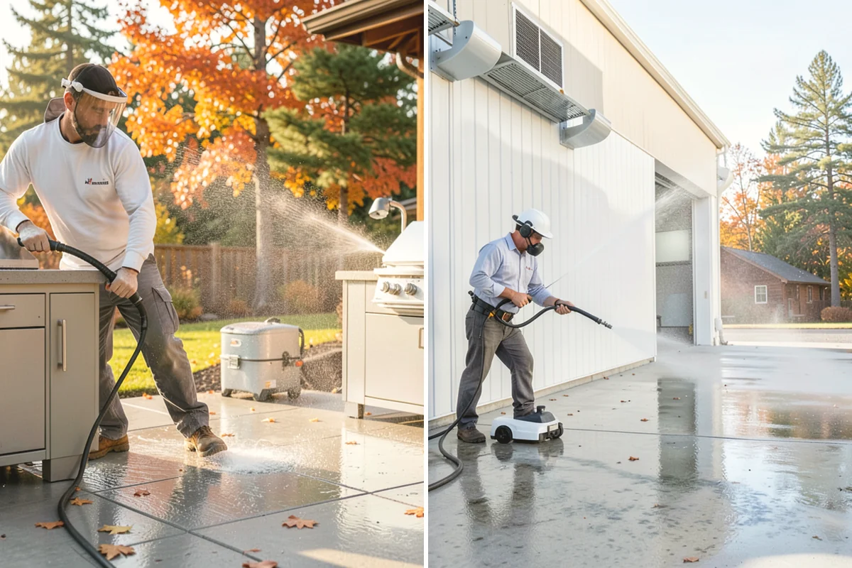 Cedar Deck Cleaning in Mountlake Terrace, Snohomish County, WA - Clear the deck and wet down surrounding plants