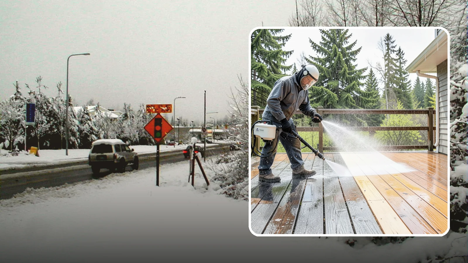 Cedar Deck Cleaning in Newcastle, King County, WA - Clean and brighten cedar decks to revive the warm tone Washington moisture washes out.