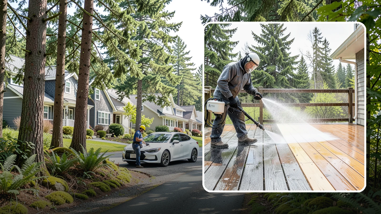 Cedar Deck Cleaning in Normandy Park, King County, WA - Clean and brighten cedar decks to revive the warm tone Washington moisture washes out.