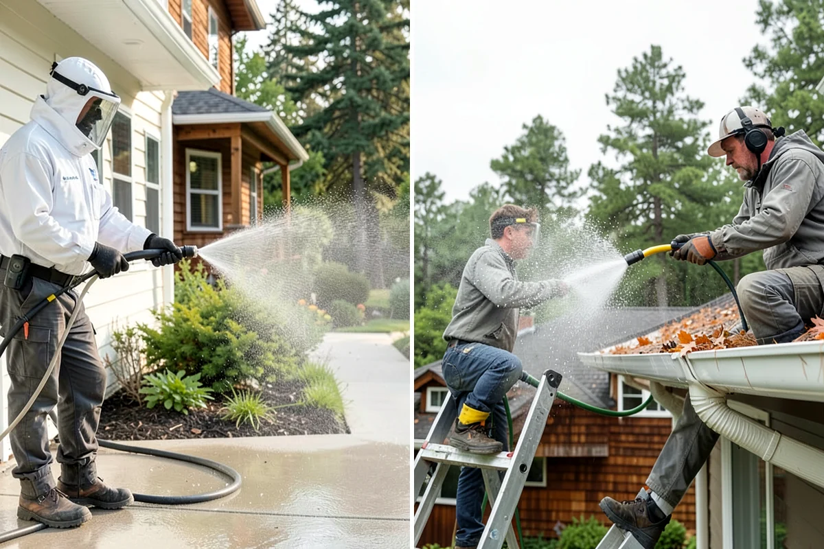 Cedar Deck Cleaning in Normandy Park, King County, WA - Clear the deck and wet down surrounding plants