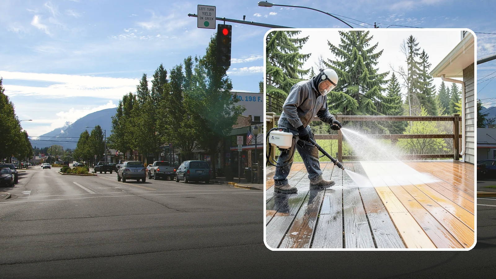 Cedar Deck Cleaning in North Bend, King County, WA - Clean and brighten cedar decks to revive the warm tone Washington moisture washes out.