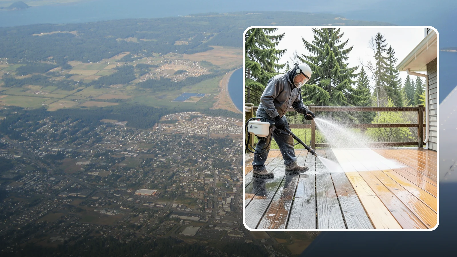 Cedar Deck Cleaning in Oak Harbor, Island County, WA - Clean and brighten cedar decks to revive the warm tone Washington moisture washes out.