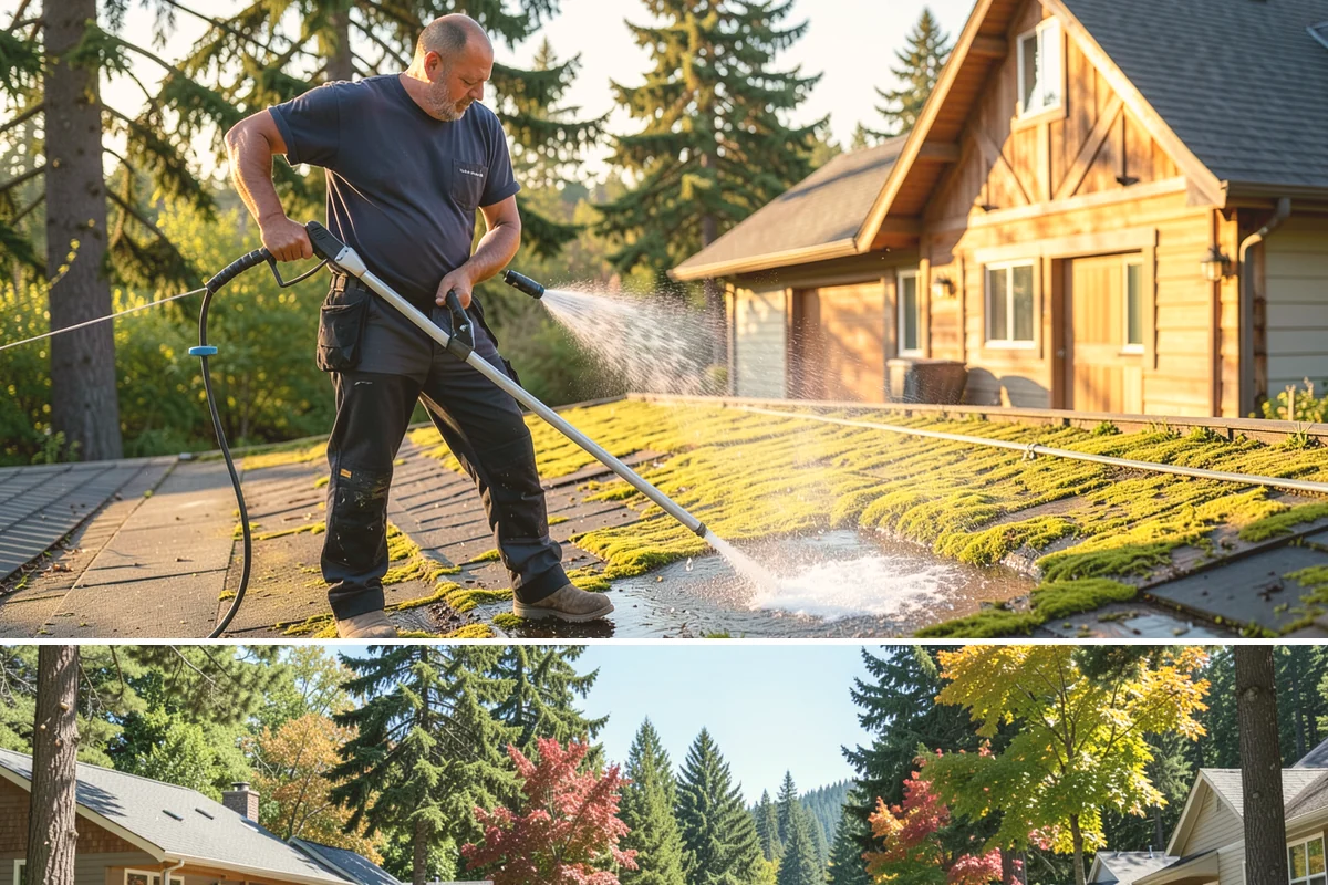 Cedar Deck Cleaning in Orting, Pierce County, WA - Clean and brighten cedar decks in dry summer weeks so they dry ahead of sealing.