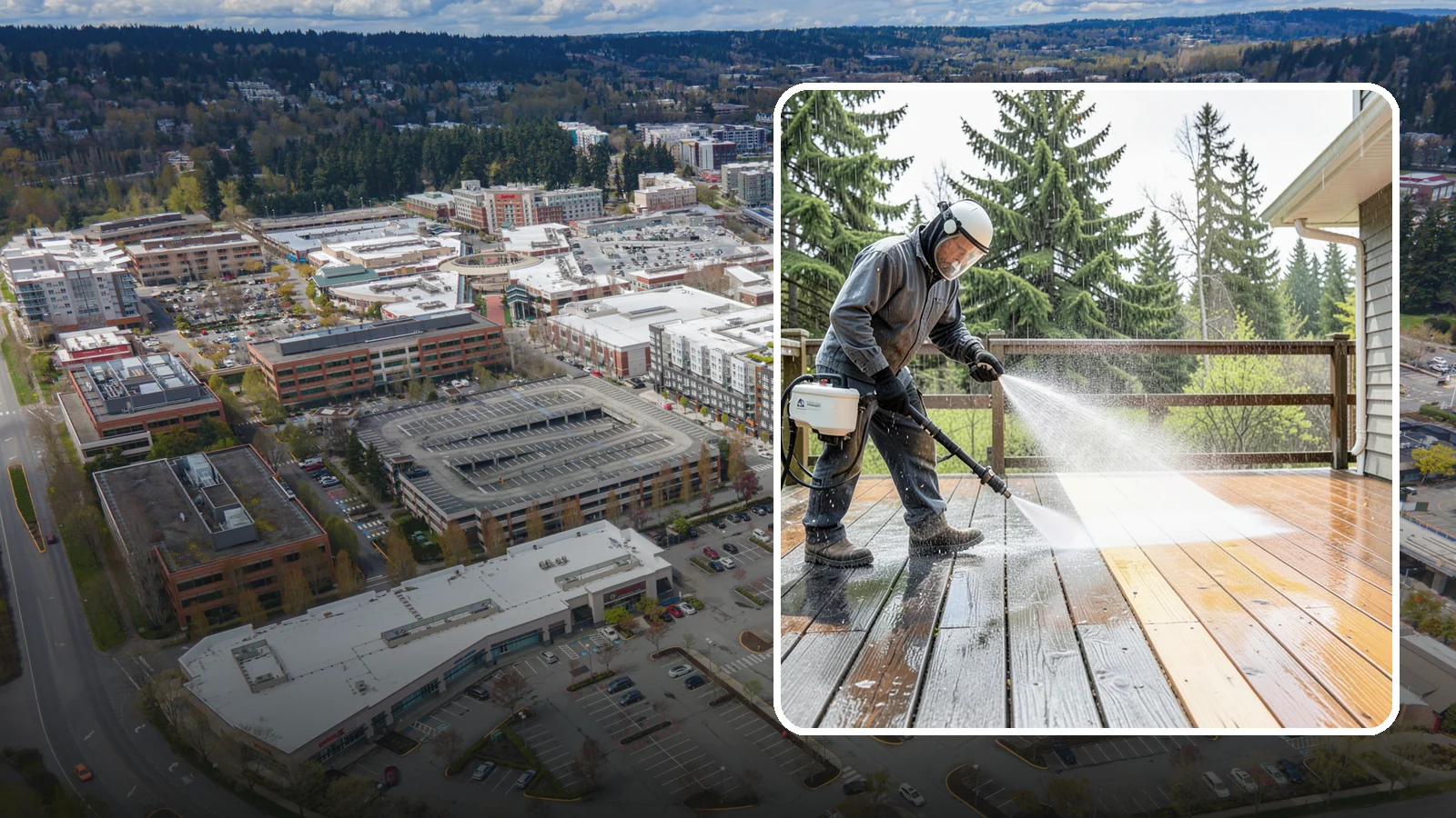 Cedar Deck Cleaning in Redmond, King County, WA - Clean and brighten cedar decks to revive the warm tone Washington moisture washes out.