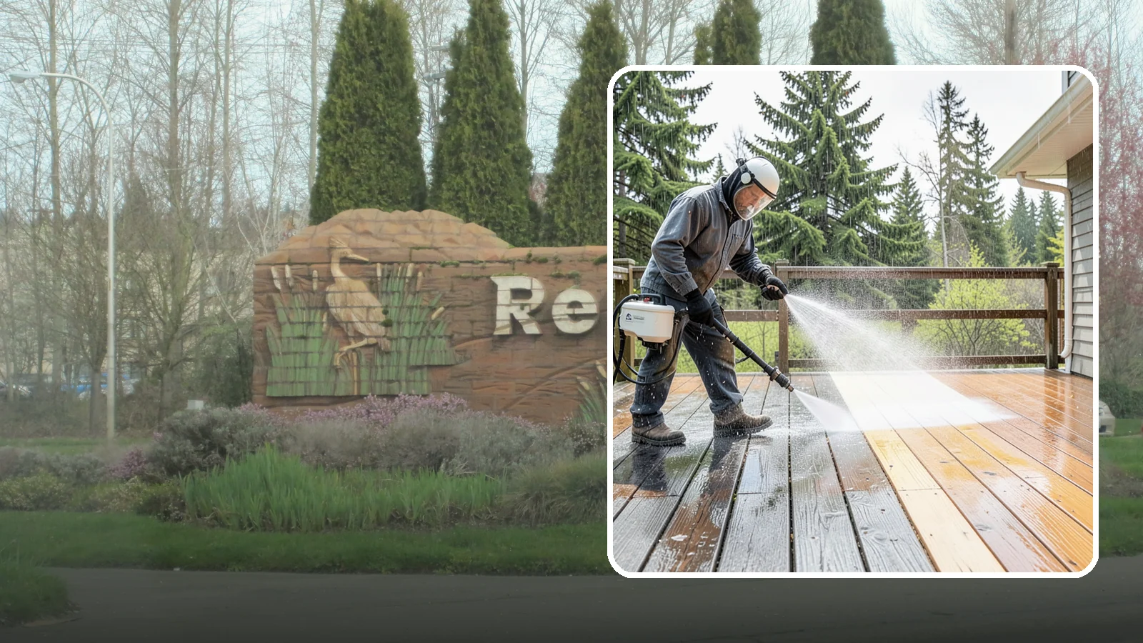 Cedar Deck Cleaning in Renton, King County, WA - Clean and brighten cedar decks to revive the warm tone Washington moisture washes out.