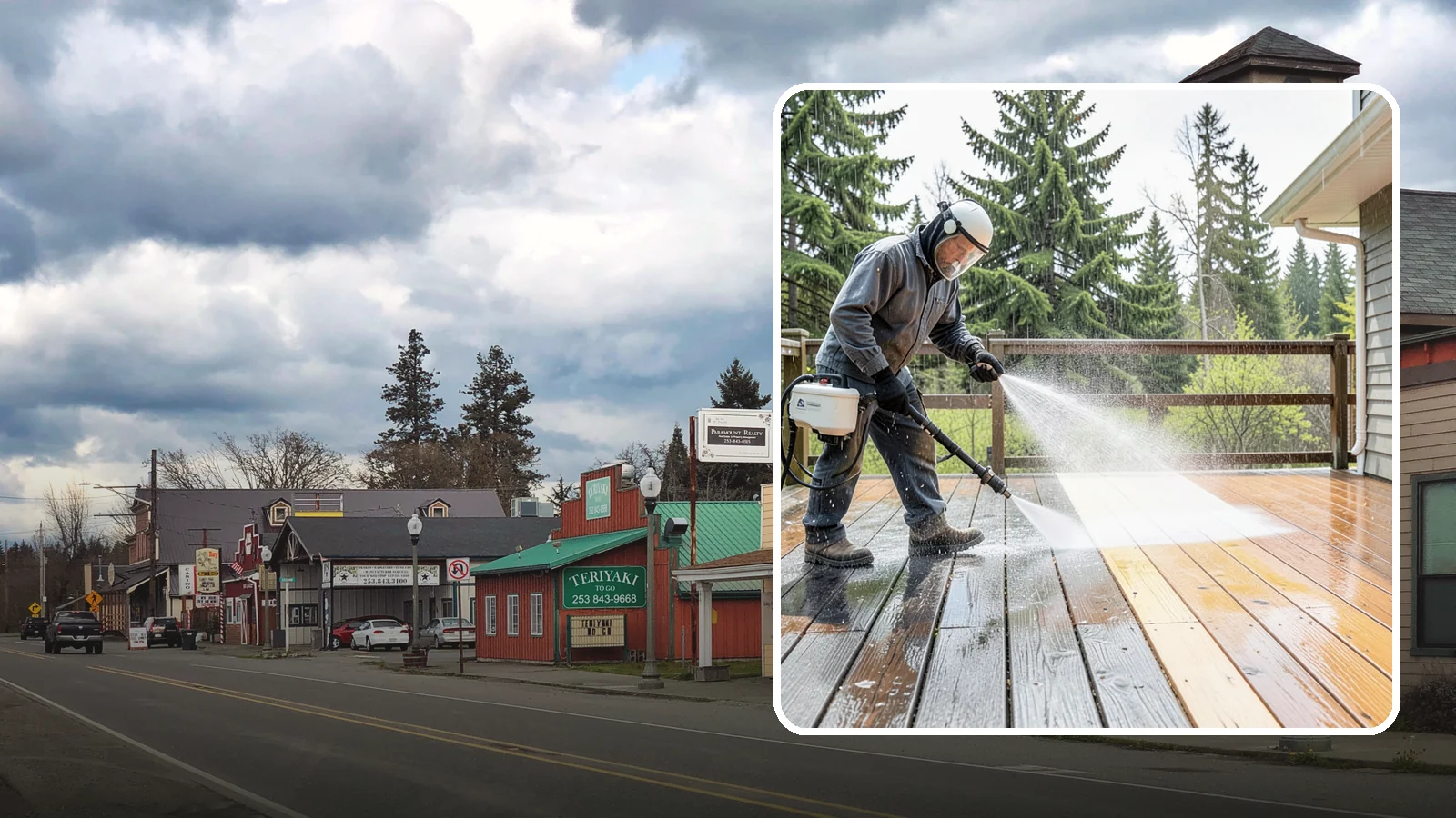 Cedar Deck Cleaning in Roy, Pierce County, WA - Clean and brighten cedar decks to revive the warm tone Washington moisture washes out.
