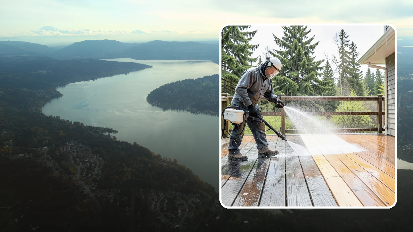 Cedar Deck Cleaning in Sammamish, King County, WA - Clean and brighten cedar decks to revive the warm tone Washington moisture washes out.