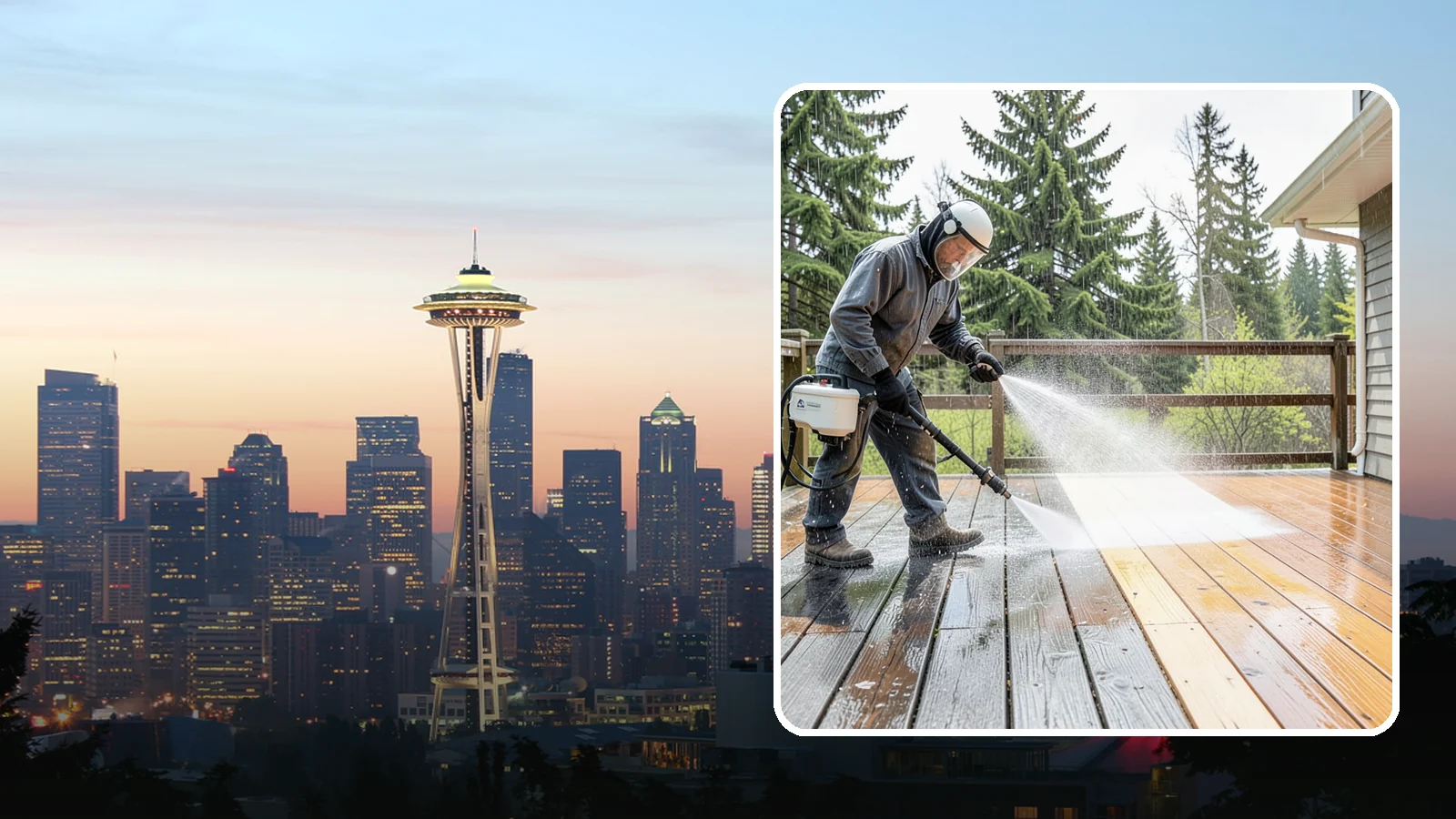 Cedar Deck Cleaning in Seattle, King County, WA - Clean and brighten cedar decks to revive the warm tone Washington moisture washes out.