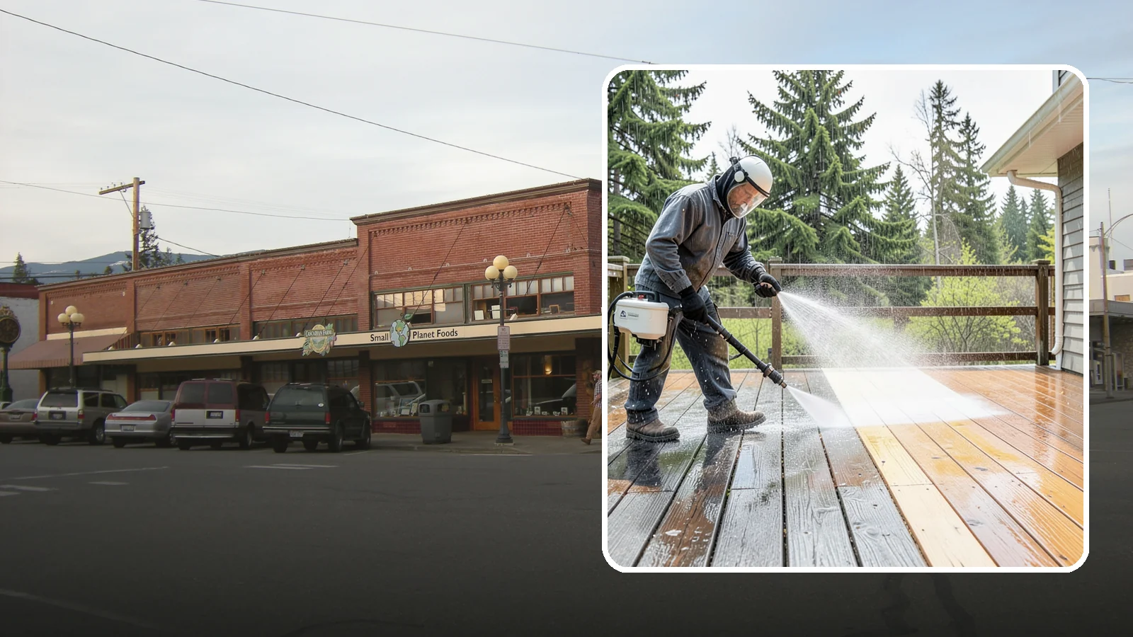 Cedar Deck Cleaning in Sedro-Woolley, Skagit County, WA - Clean and brighten cedar decks to revive the warm tone Washington moisture washes out.