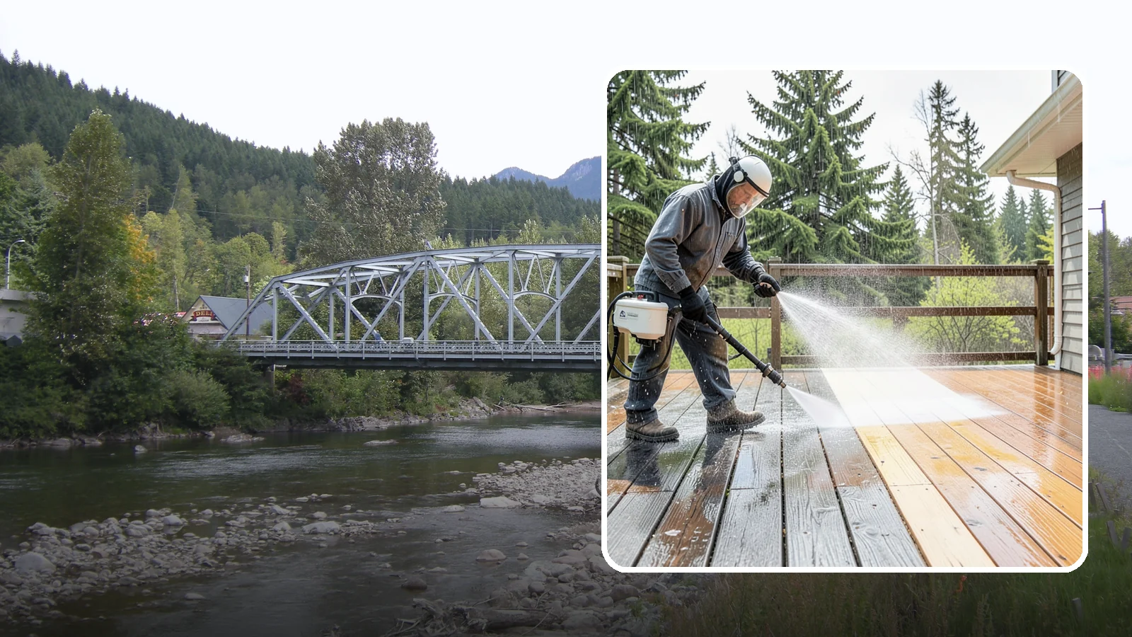 Cedar Deck Cleaning in Skykomish, King County, WA - Clean and brighten cedar decks to revive the warm tone Washington moisture washes out.