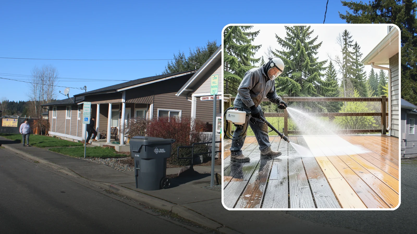Cedar Deck Cleaning in South Prairie, Pierce County, WA - Clean and brighten cedar decks to revive the warm tone Washington moisture washes out.