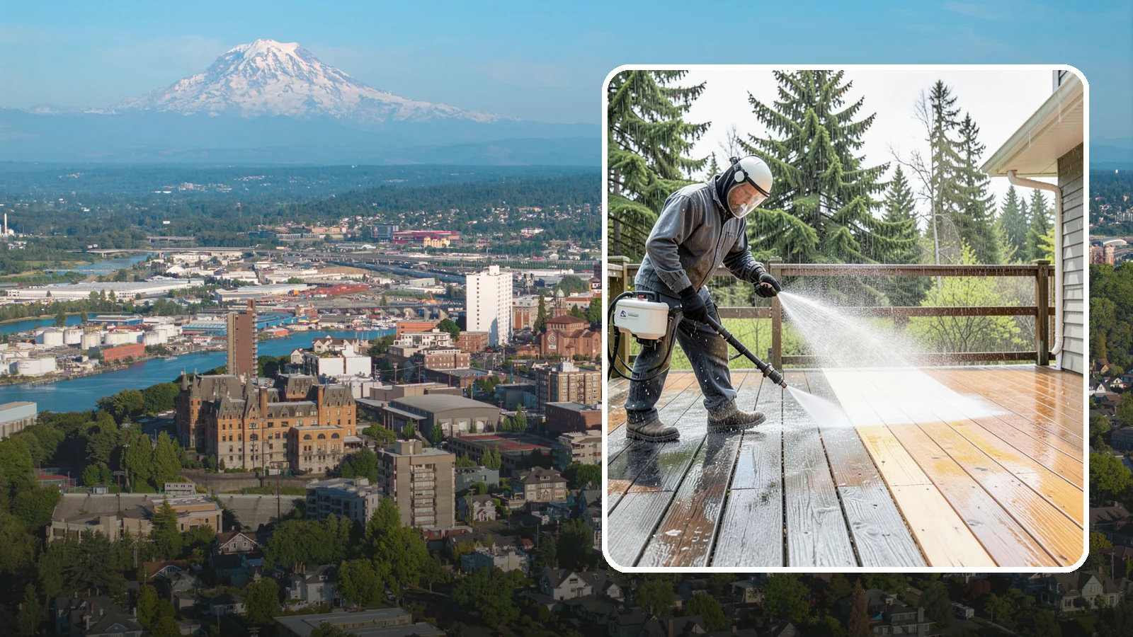 Cedar Deck Cleaning in Tacoma, Pierce County, WA - Clean and brighten cedar decks to revive the warm tone Washington moisture washes out.