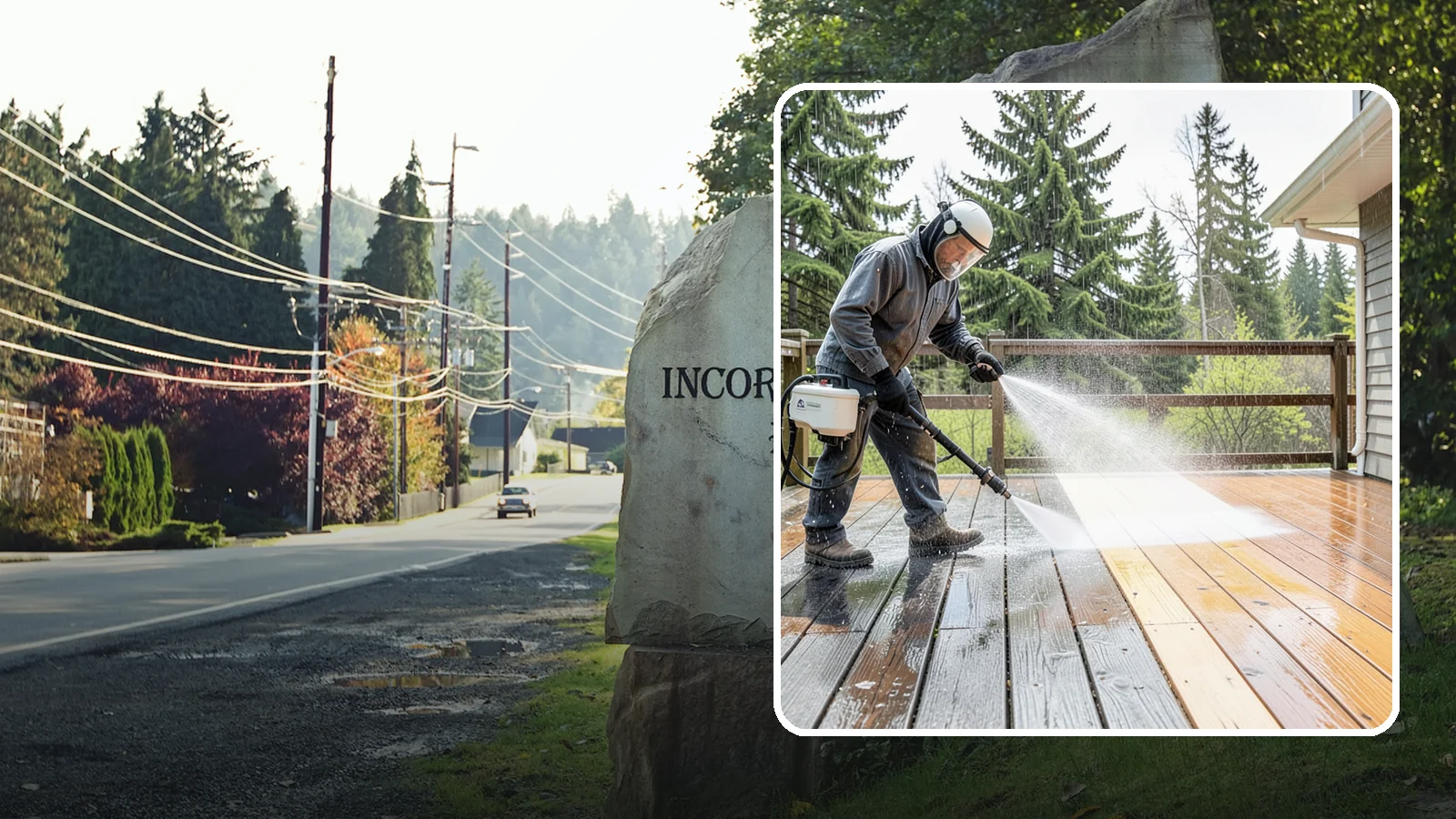 Cedar Deck Cleaning in Wilkeson, Pierce County, WA - Clean and brighten cedar decks to revive the warm tone Washington moisture washes out.