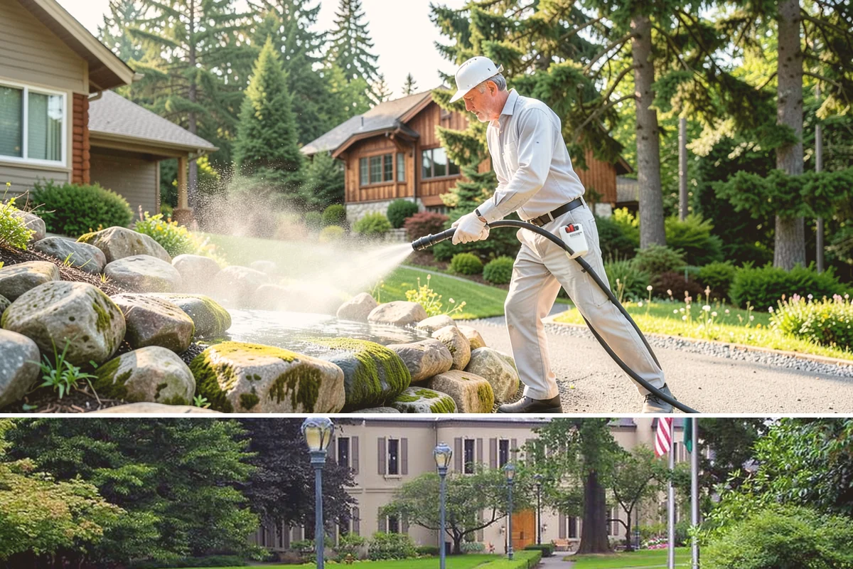 Cedar Deck Cleaning in Woodinville, King County, WA - Clean and brighten cedar decks in dry summer weeks so they dry ahead of sealing.