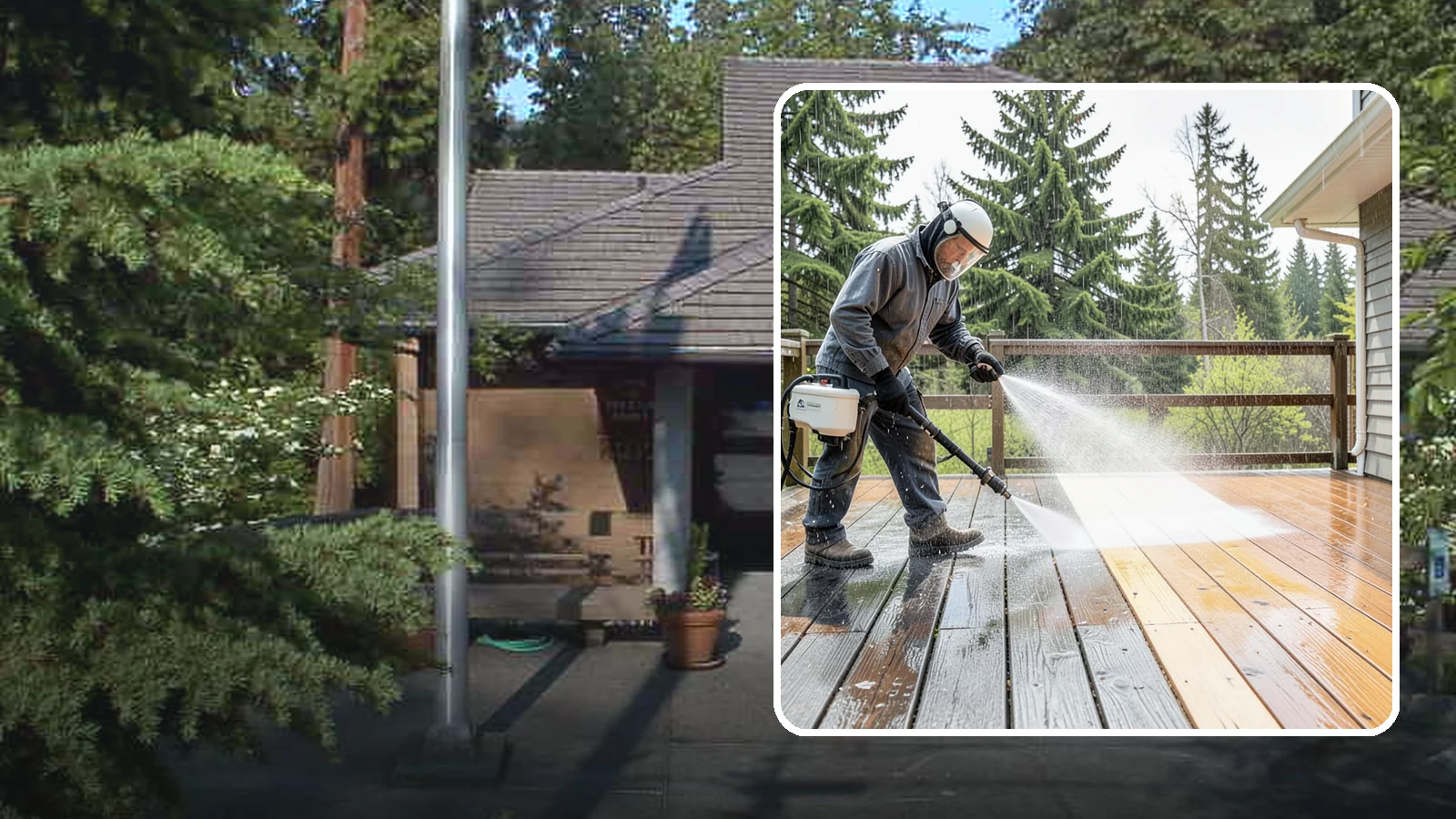 Cedar Deck Cleaning in Yarrow Point, King County, WA - Clean and brighten cedar decks to revive the warm tone Washington moisture washes out.