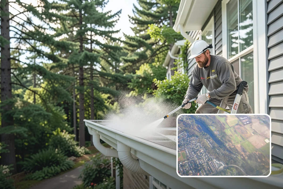Cedar Fence Cleaning in Algona, King County, WA - Brings back cedar's natural warm color hidden under gray weathering