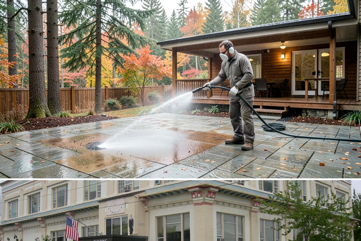 Cedar Fence Cleaning in Anacortes, Skagit County, WA - A dry stretch in summer is best so the cedar can fully dry before any stain or sealer goes on.