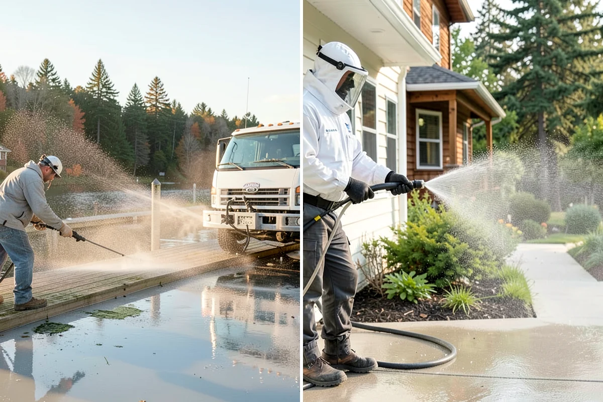 Cedar Fence Cleaning in Arlington, Snohomish County, WA - Test a small area to confirm the right pressure for the grain