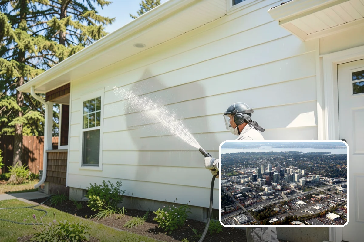 Cedar Fence Cleaning in Bellevue, King County, WA - Brings back cedar's natural warm color hidden under gray weathering