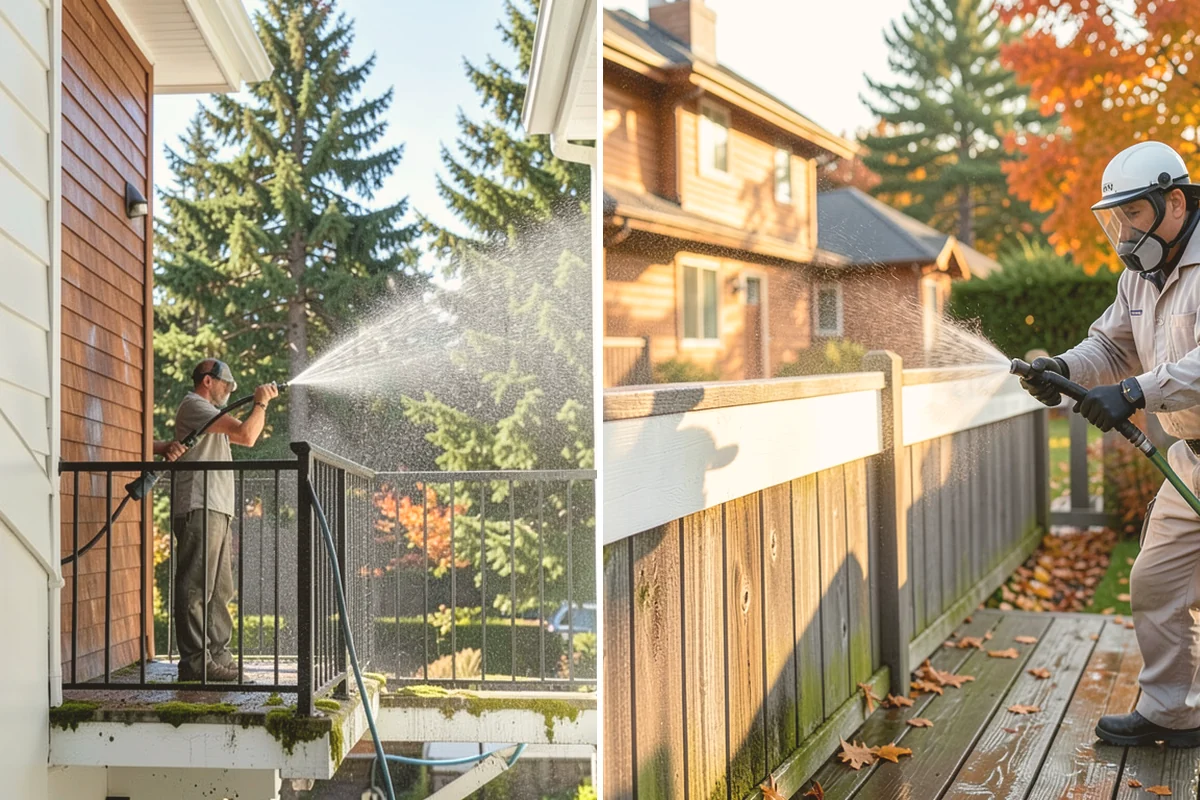 Cedar Fence Cleaning in Bellevue, King County, WA - Test a small area to confirm the right pressure for the grain