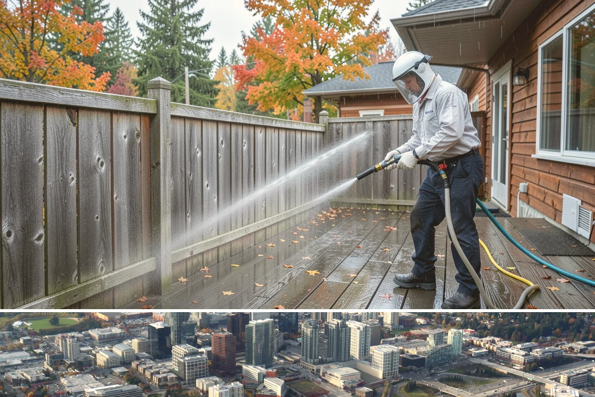 Cedar Fence Cleaning in Bellevue, King County, WA - A dry stretch in summer is best so the cedar can fully dry before any stain or sealer goes on.