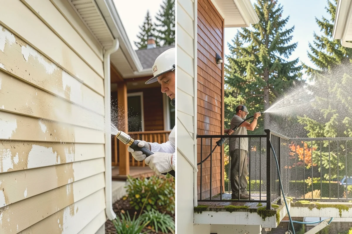 Cedar Fence Cleaning in Bothell, King County, WA - Test a small area to confirm the right pressure for the grain