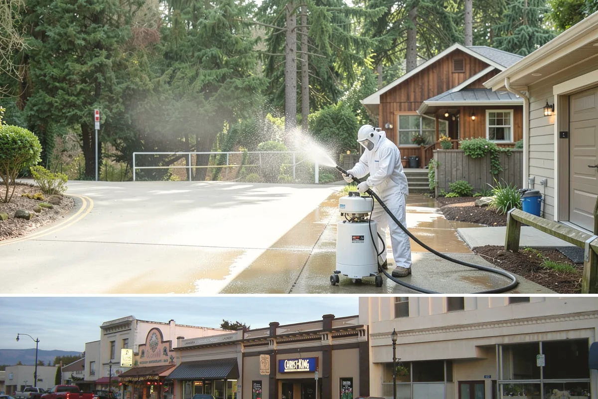 Cedar Fence Cleaning in Burlington, Skagit County, WA - A dry stretch in summer is best so the cedar can fully dry before any stain or sealer goes on.