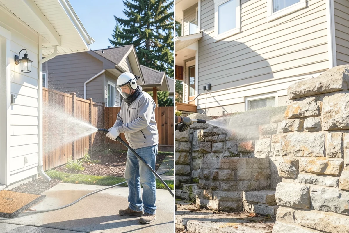 Cedar Fence Cleaning in Carbonado, Pierce County, WA - Test a small area to confirm the right pressure for the grain
